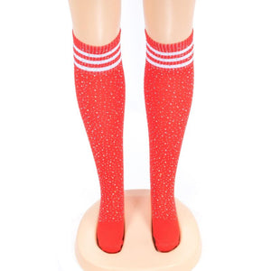 Sexy Red & Rhinestone Socks