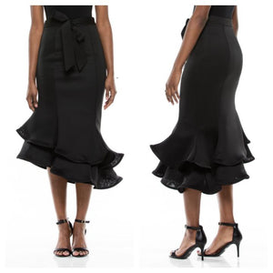 Plus Size Classy Black Flared Skirt