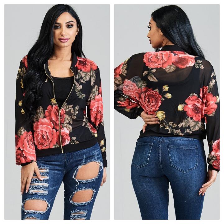 Sexy Floral Mesh Jacket