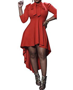 Red Long Sleeve Elegant Dress