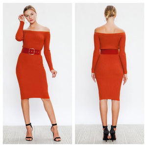 Sexy Rust Colored Dress (Belt Included)